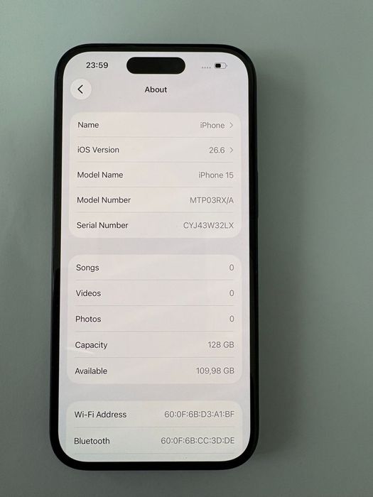 iPhone 15, 128GB, 5G, Black