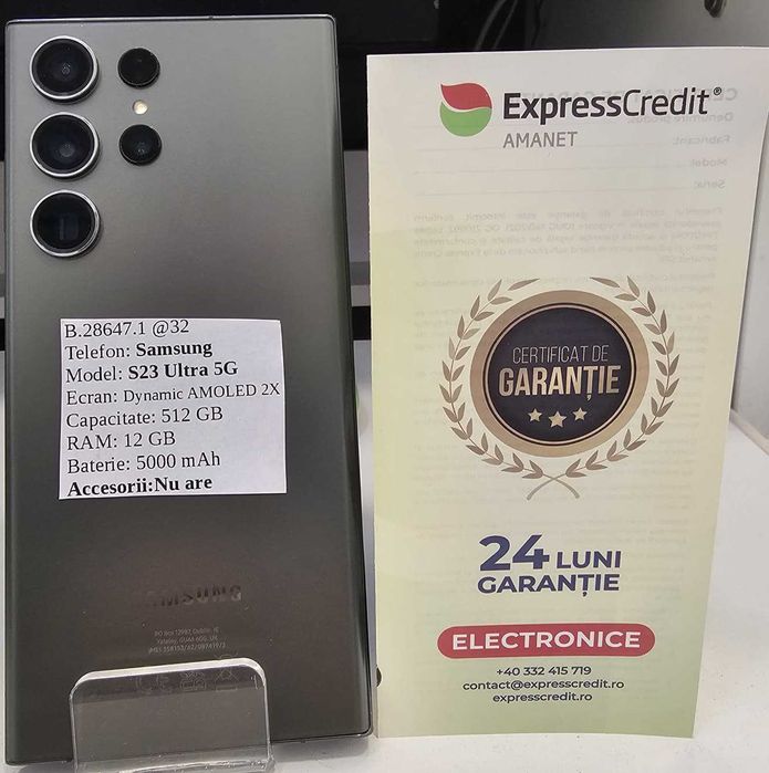 Telefon  Samsung S23 Ultra (AG32 B.28647) Garantie 2 Ani!