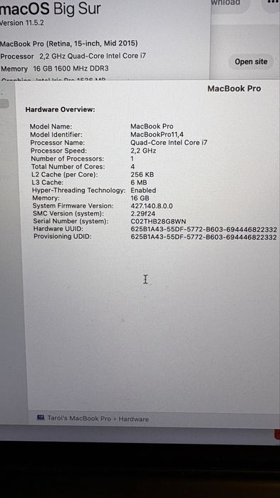 Apple MacBook Pro (Retina, 15-inch, Mid 2015)