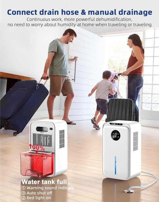 НОВ влагоуловител YP2318 2200ml, за дома с дренажен маркуч. Бял