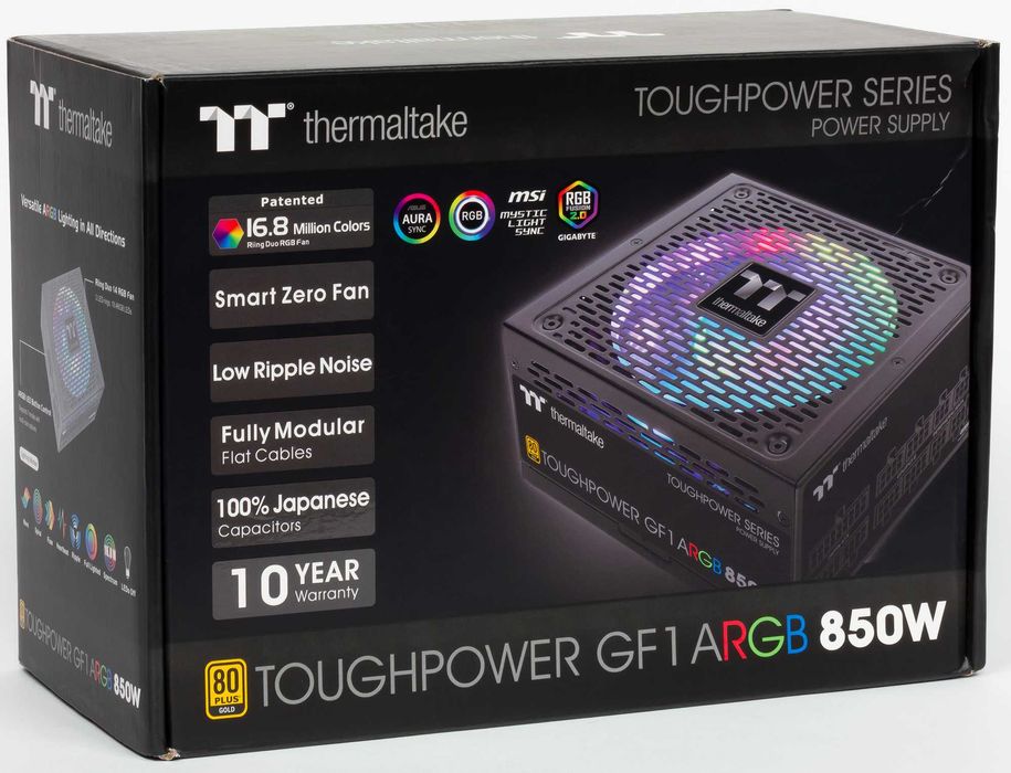Захранващ блок Thermaltake Toughpower GF1, ARGB, 850W, 80+, GOLD