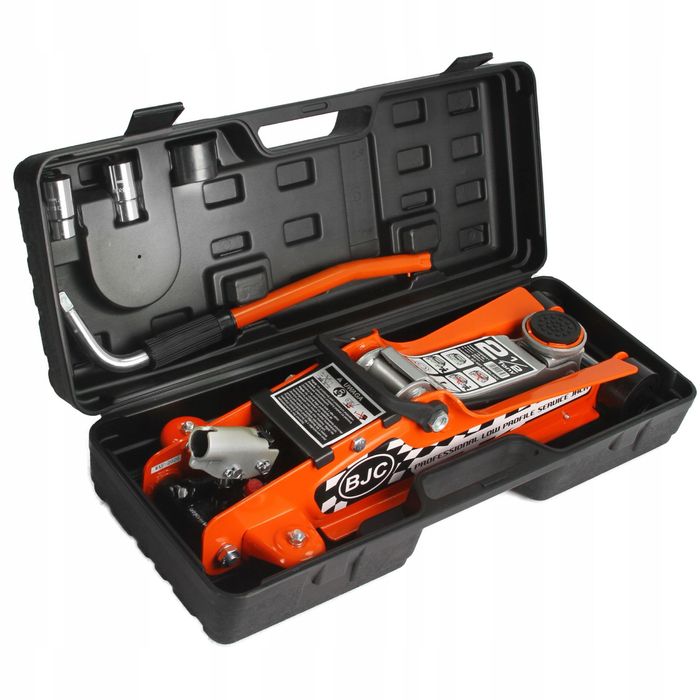 Хидравличен крик в куфар 2500кг. Нископрофилен с приставки BJC