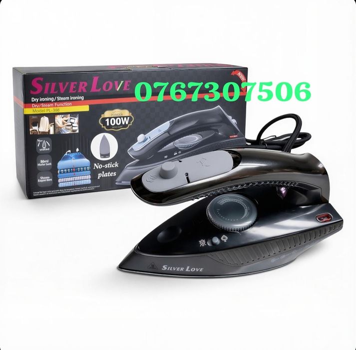 Fier de Călcat Silver Love PL-388, 1000W, 20.5x 8.5cm cu Abur și Uscat