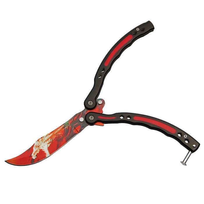 Briceag fluture antrenament Fire Demon, otel inoxidabil, 24.5 cm, rosu