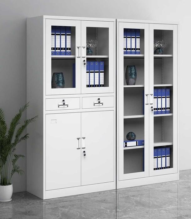 Металлический шкаф для архива со стеклянными дверцами\Шкаф папкаларга