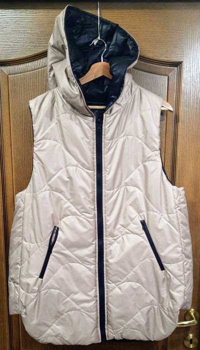 Vestă damă cu glugă cu două fețe