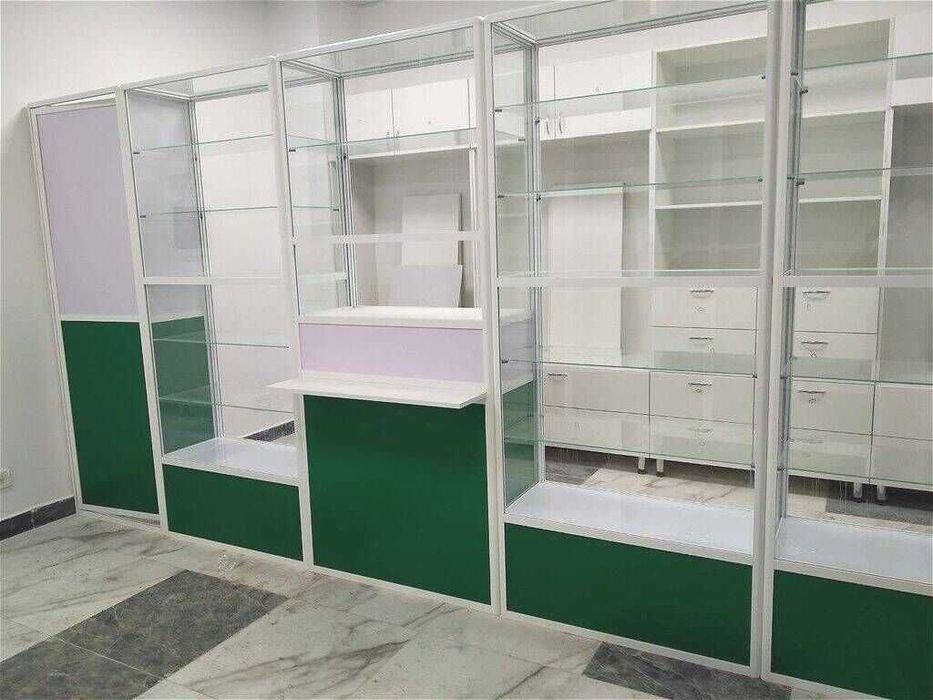 Прилавок витрина стеклянная из профиля, оборудование для магазина asvp