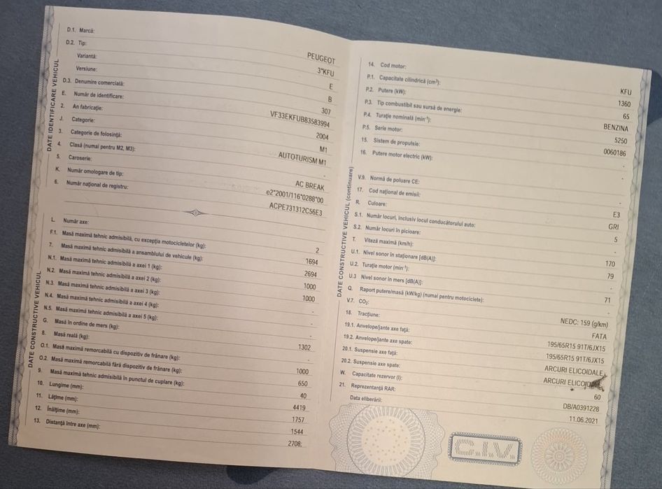 Peugeot 307 gri, pe piese 1.4