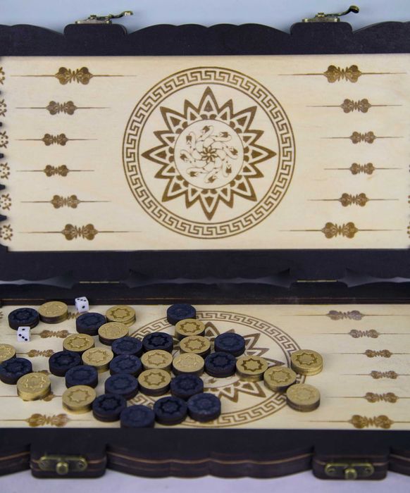 Нарды деревянные малые резные черные