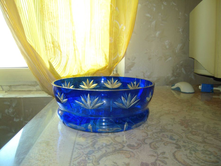 Хрустальная ваза для фруктов, СССР, винтаж, алмазная грань