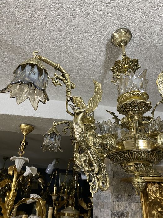 Candelabru bronz masiv 10 becuri