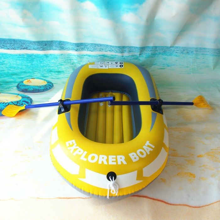 Едноместна надуваема каучукова лодка с PVC защита, помпа и гребла / Ра