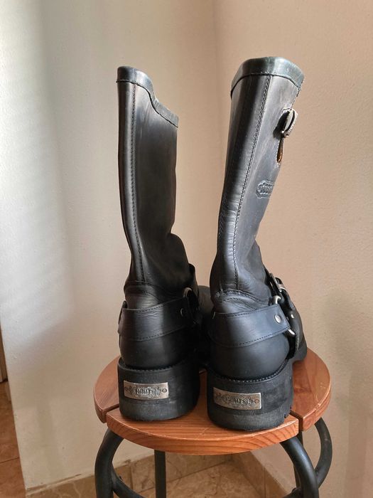 Loblan 501 Black Waxy Leather Men Biker Boots Hand Made