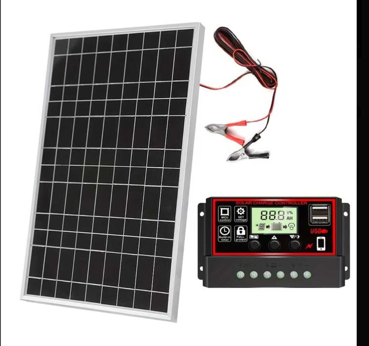 Controler 100A + Panou solar 20W / Kit ideal pentru încărcarea telefoanelor sau iluminare curte