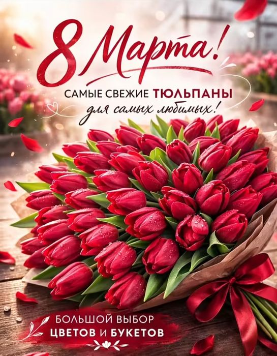 Тюльпаны + упаковка на 8-Марта