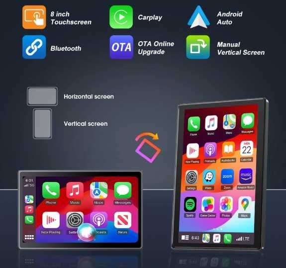 Универсална 8-инчова мултимедия Android с въртящ се екран