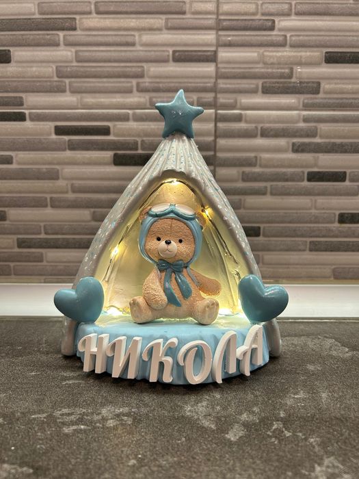 Персонализирана детска лампа с мече