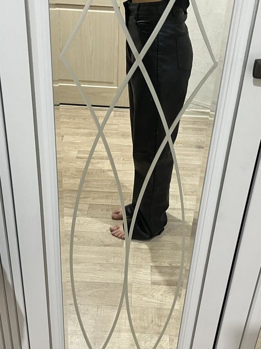 Кожанные утепленные джинсы