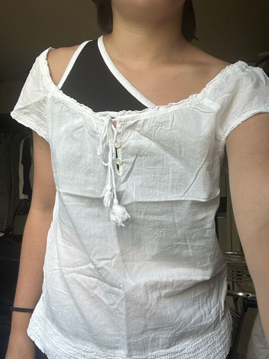Tricou alb pentru dame din bumbac subtire marimea 34