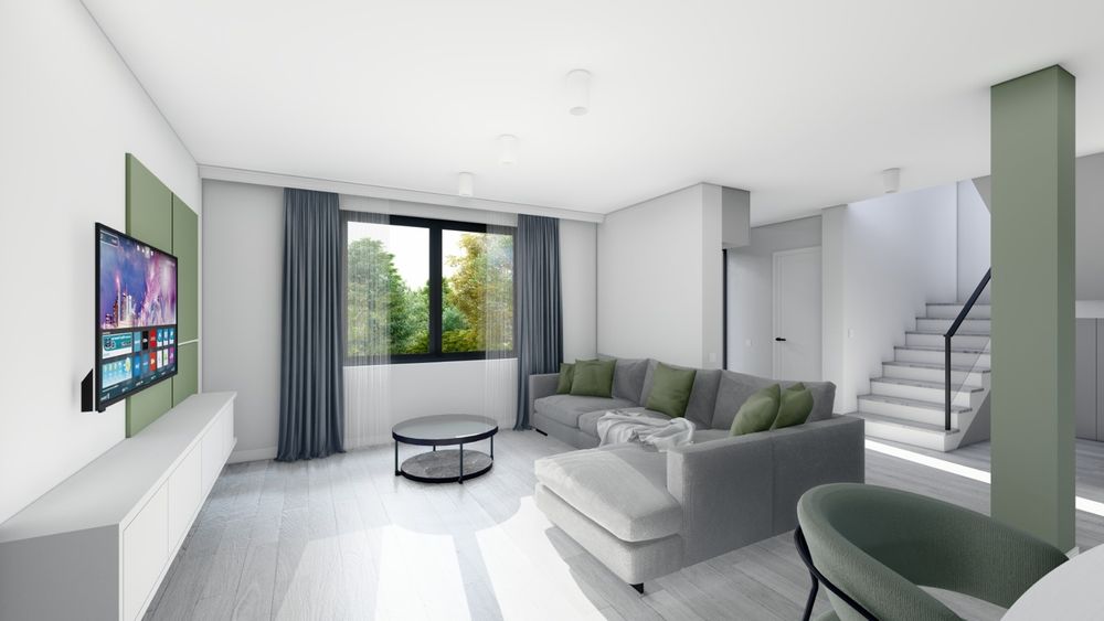 Casa noua singur în curte, duplex pe un nivel respectiv doua nivele.