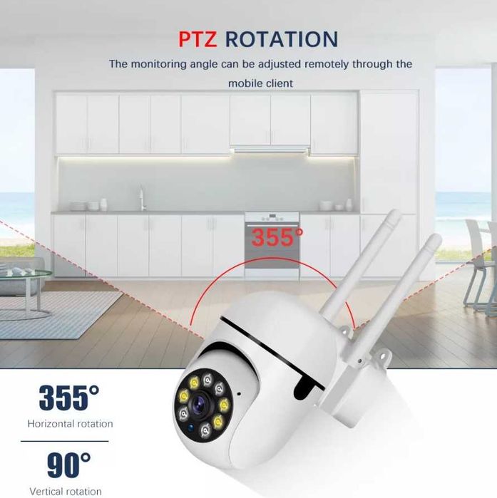 R5 icsee Куполна въртяща безжична камера 5MP за монтаж на открито