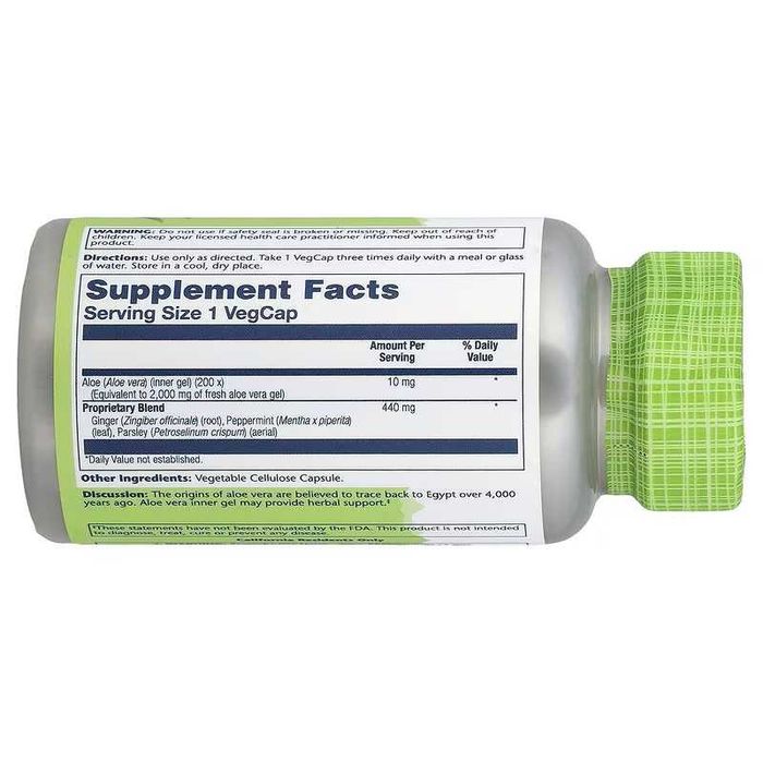 Solaray True Herbs Aloe Vera Gel гель из алоэ вера, 100 капсул VegCap