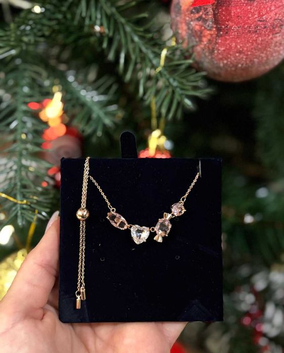 Колие на Сваровски  - Gema attract heart  candy pink