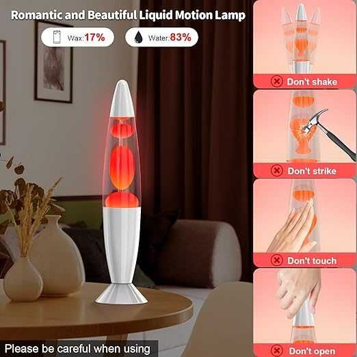 Lampă Lava de 13,5 inch, lampă retro Art Deco cu 17 culori RGB