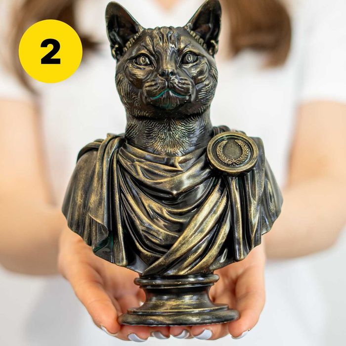 Statueta Caine Bulldog Francez Pisica Imparat | Din Rasina