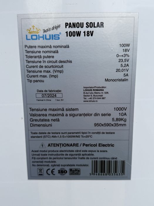 Panouri solare 100 w