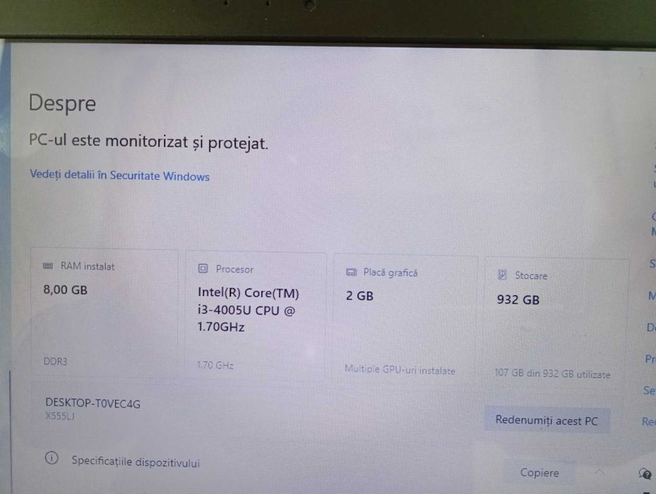 Laptop ASUS 8 gb RAM ,grafica 2 GB , stocare 932 GB