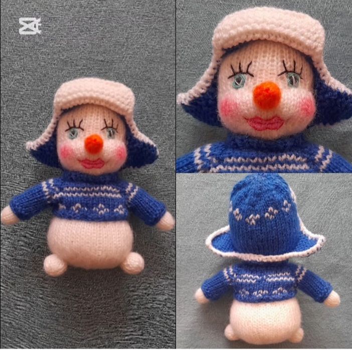 Вязаная кукла. Снеговик. 15 см