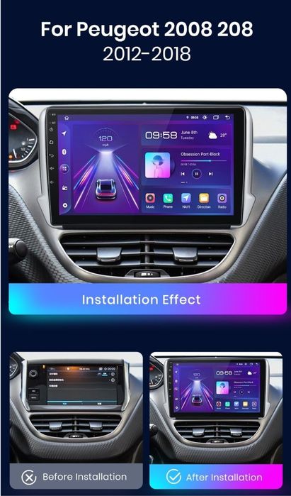 Navigatie Android dedicata Peugeot 2008, 208 (2012-2018)