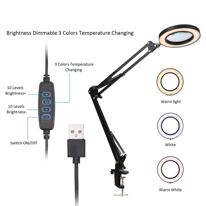 Козметична лампа лупа / Лампа за миглопластика и грим / LED Ринг Лампа