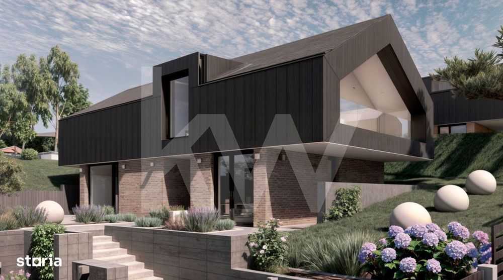 Casa arhitectura moderna cu panorama spre Muntii Fagaras si Cetatea Ci