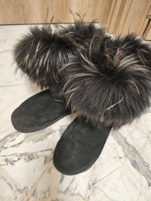 Зимни дамски боти с естествена лисица