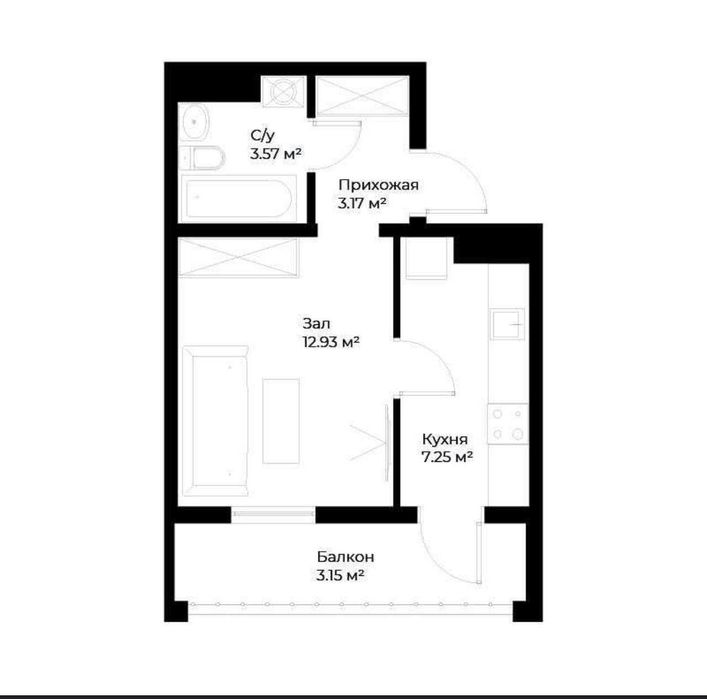 1-комнатная в ЖК «Assalom Sohil» ID: 6044