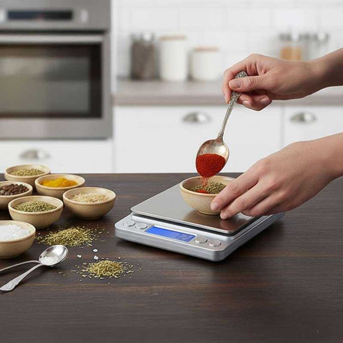 Кухненска везна 2 кг Ruhhy с LCD дисплей и 2 купи