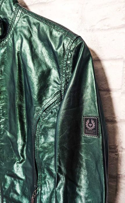 BELSTAFF Оригинално зелено кожено дамско яке размер 44 / М