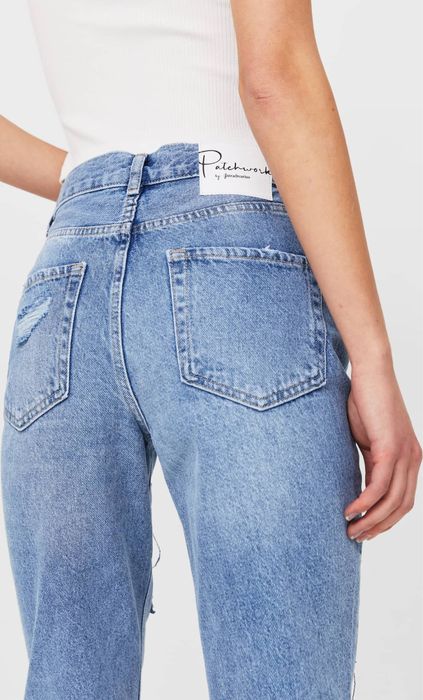 Нови дънки с висока талия Stradivarius Patchwork