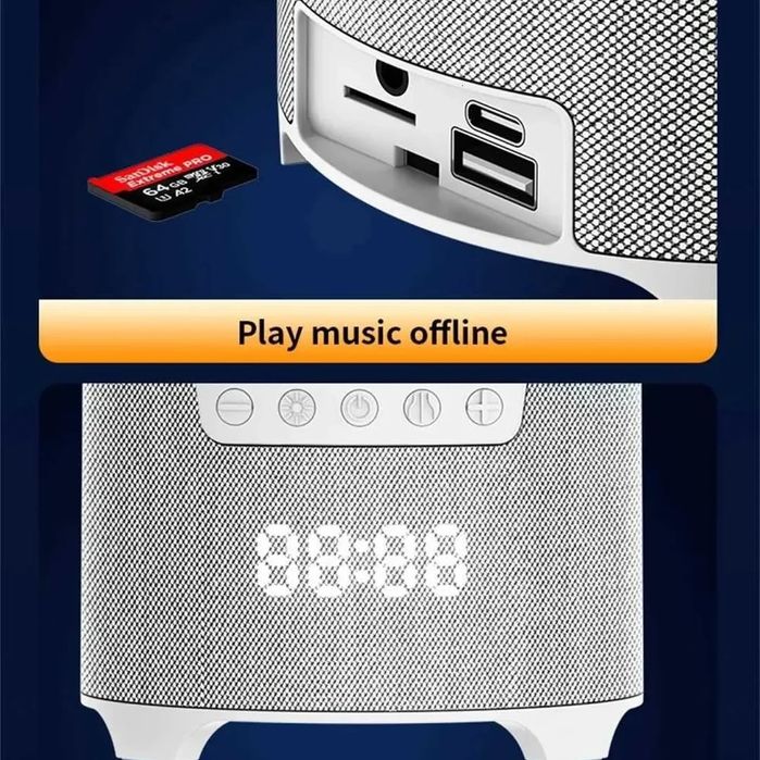 Светодиодная лампа ночник медуза колонка с часами беспроводная