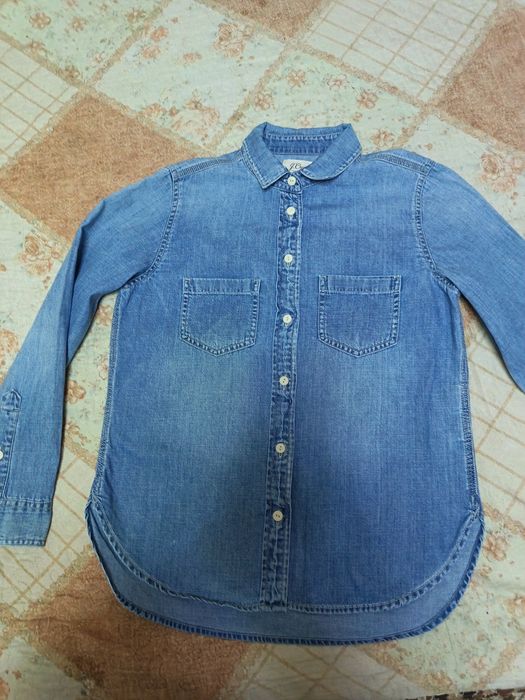 Джинсовая рубашка на девочку на 8-9 лет