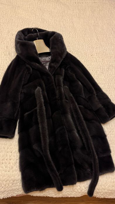 #111 Палто от норка.XL.Визон.Естествена кожа с косъм.
