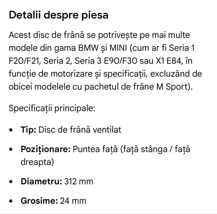 Vănd disc frana ventilat BMW punte fata - stanga sau dreapta, Ø312mm Cod OE 34118848417