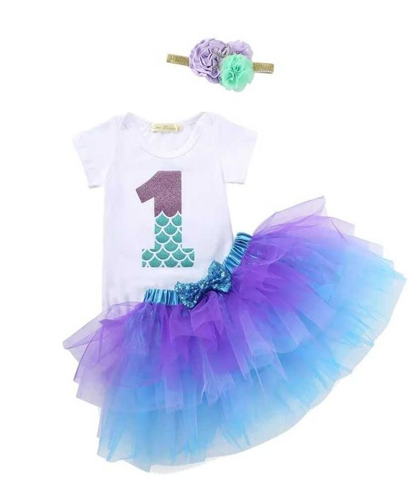 Set aniversar fetita 1 an  format din body  , fusta si bentita