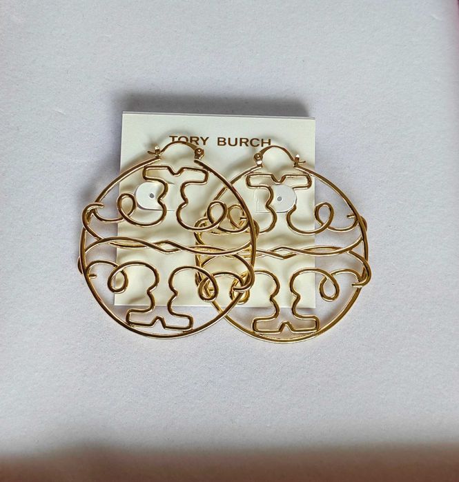 Обеци Tory Burch - logo round earrings