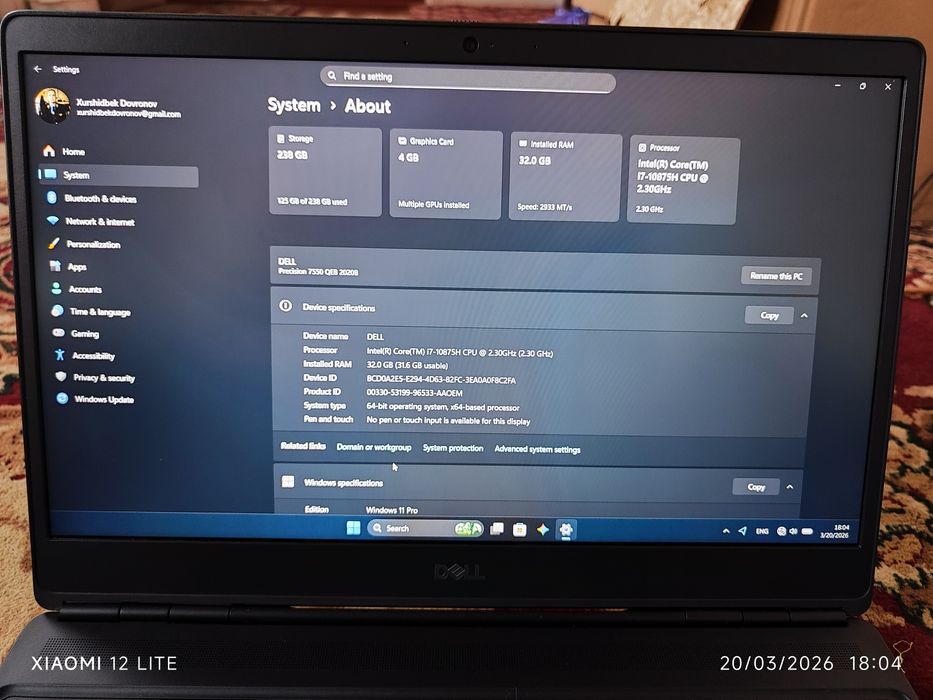 Dell Precision 7550 Mobile Workstation