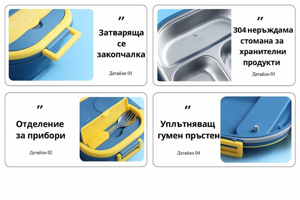 Нова термо Кутия Купа за течна и твърда храна сандвичи Стомана Без PBA