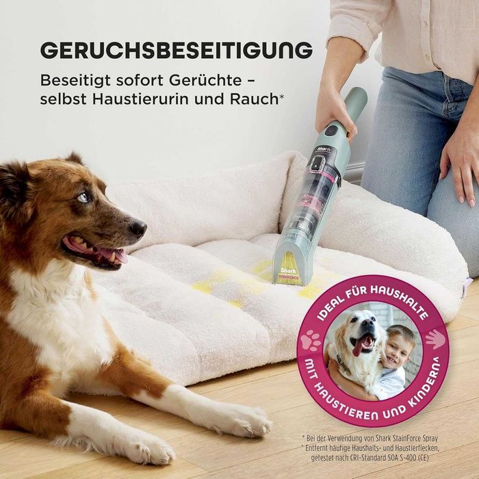 ПРОМО Нова 2г Гаранция Безжична Безкабелна Преносима Перяща Прахосмукачка за Килими Тапицерии Коли Shark HX100EU