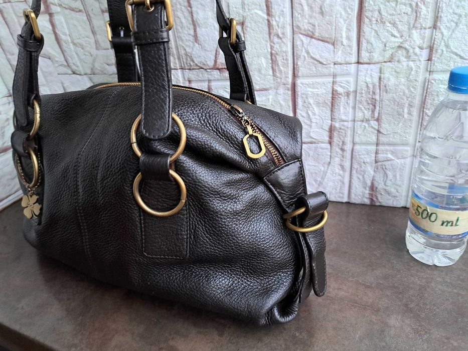 дамска кожена чанта в кафяво -естествена кожа,DOCA